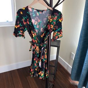 Zara floral wrap dress.